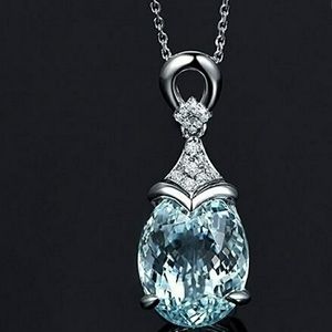 Aquamarine pendant sterling silver chain
